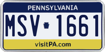 PA license plate MSV1661