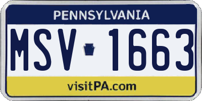 PA license plate MSV1663