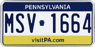PA license plate MSV1664