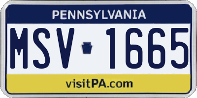 PA license plate MSV1665
