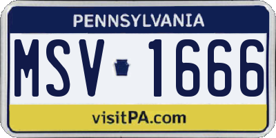 PA license plate MSV1666