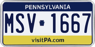 PA license plate MSV1667