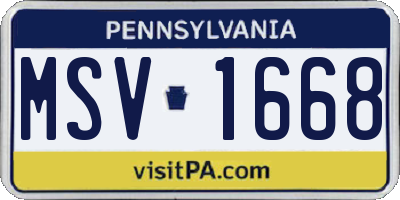 PA license plate MSV1668