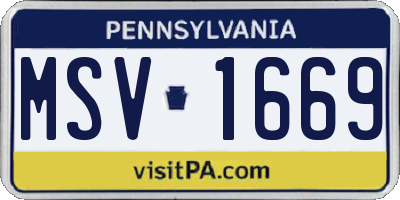 PA license plate MSV1669