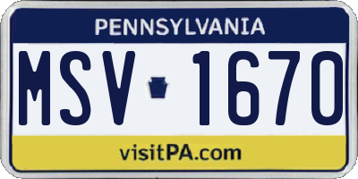 PA license plate MSV1670