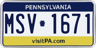 PA license plate MSV1671