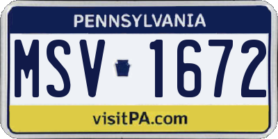 PA license plate MSV1672