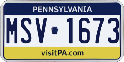PA license plate MSV1673