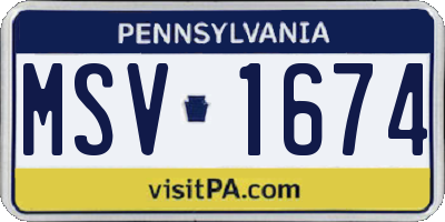 PA license plate MSV1674