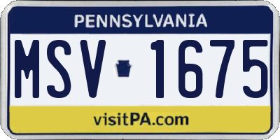 PA license plate MSV1675