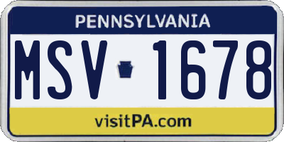 PA license plate MSV1678