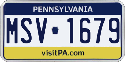 PA license plate MSV1679