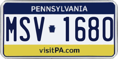 PA license plate MSV1680