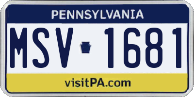 PA license plate MSV1681