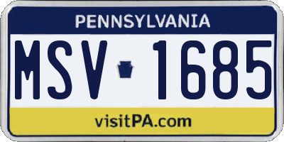 PA license plate MSV1685
