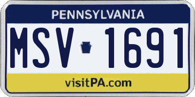 PA license plate MSV1691