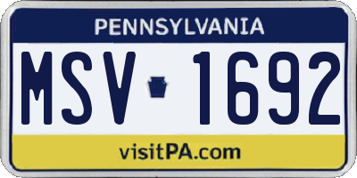 PA license plate MSV1692