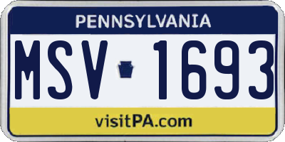 PA license plate MSV1693