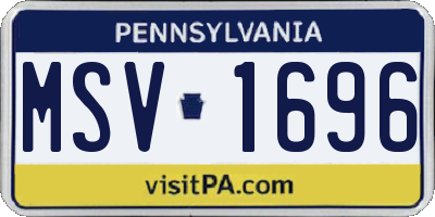 PA license plate MSV1696