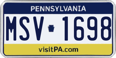 PA license plate MSV1698