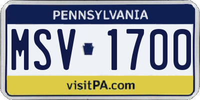 PA license plate MSV1700