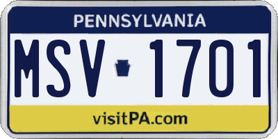 PA license plate MSV1701