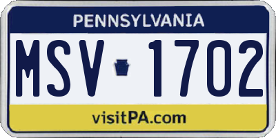 PA license plate MSV1702