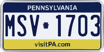 PA license plate MSV1703