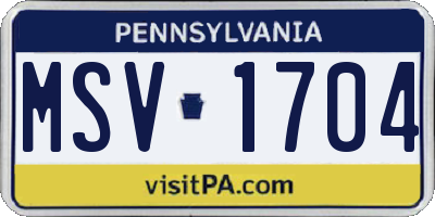 PA license plate MSV1704