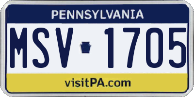 PA license plate MSV1705