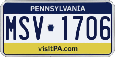PA license plate MSV1706