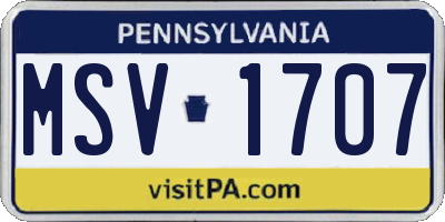 PA license plate MSV1707