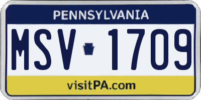 PA license plate MSV1709