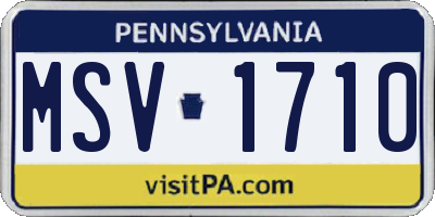 PA license plate MSV1710
