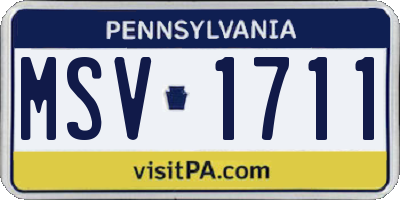 PA license plate MSV1711
