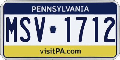 PA license plate MSV1712
