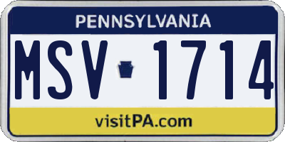 PA license plate MSV1714