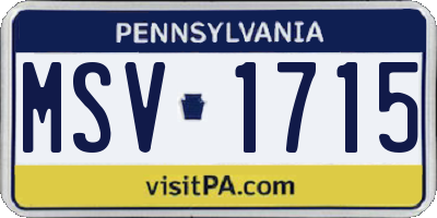 PA license plate MSV1715