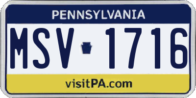 PA license plate MSV1716