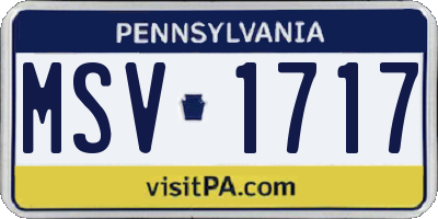 PA license plate MSV1717