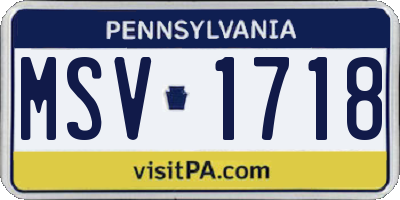PA license plate MSV1718