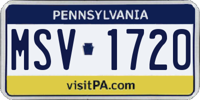 PA license plate MSV1720