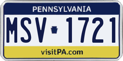 PA license plate MSV1721