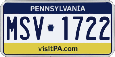 PA license plate MSV1722
