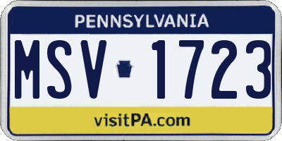 PA license plate MSV1723