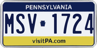 PA license plate MSV1724