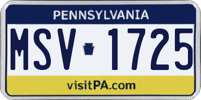 PA license plate MSV1725