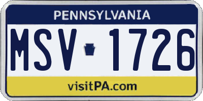 PA license plate MSV1726