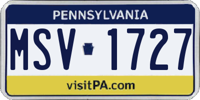 PA license plate MSV1727