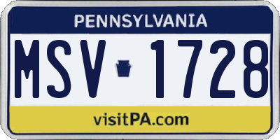 PA license plate MSV1728